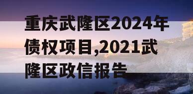 重庆武隆区2024年债权项目,2021武隆区政信报告